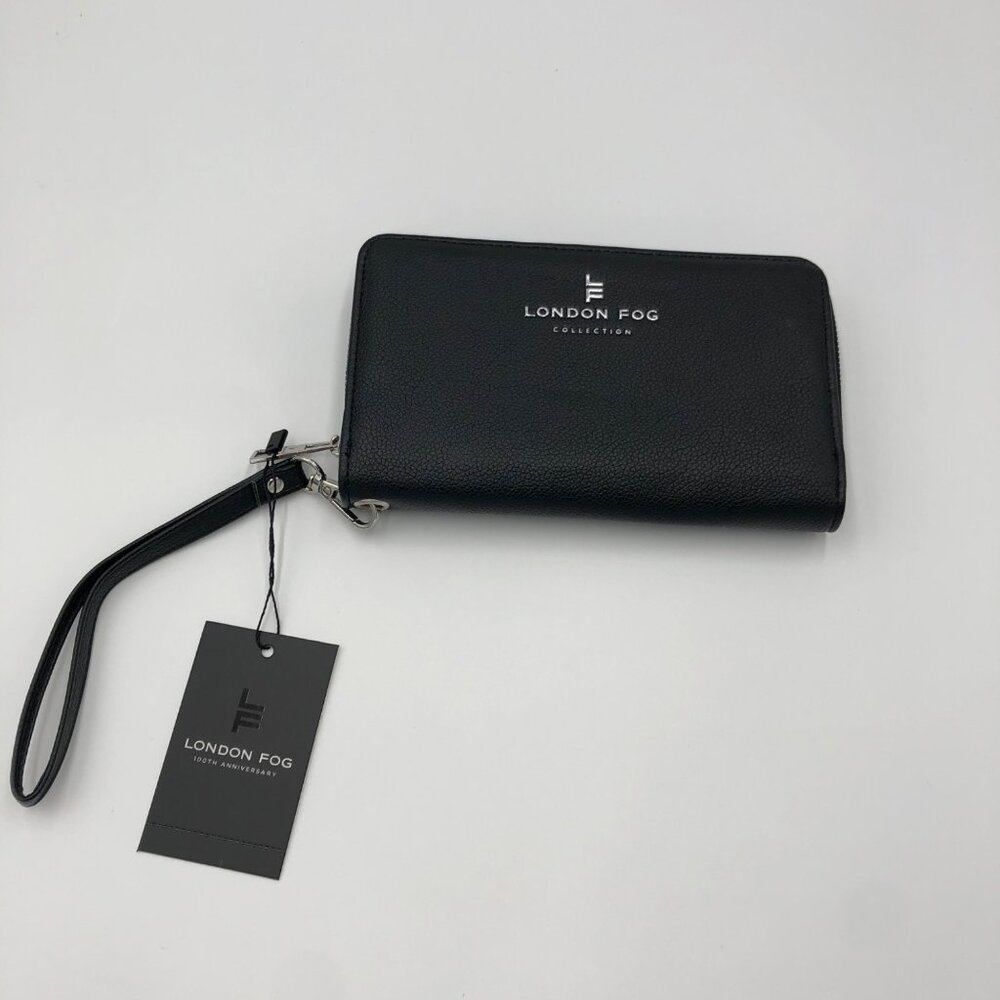 London Fog Collection Bradford‎ Single Zip Wallet With Front Flap & Wrist Strap